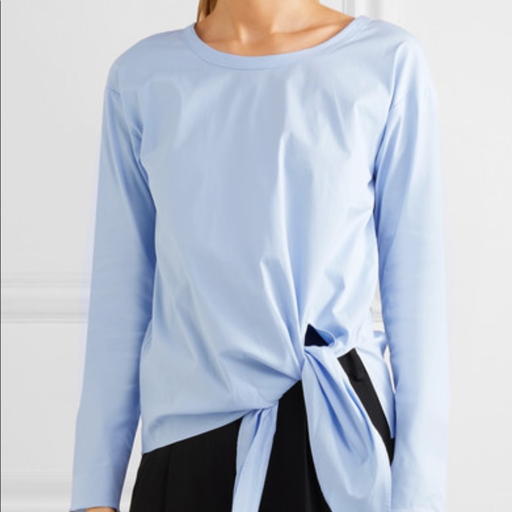 Theory blue poplin tie top